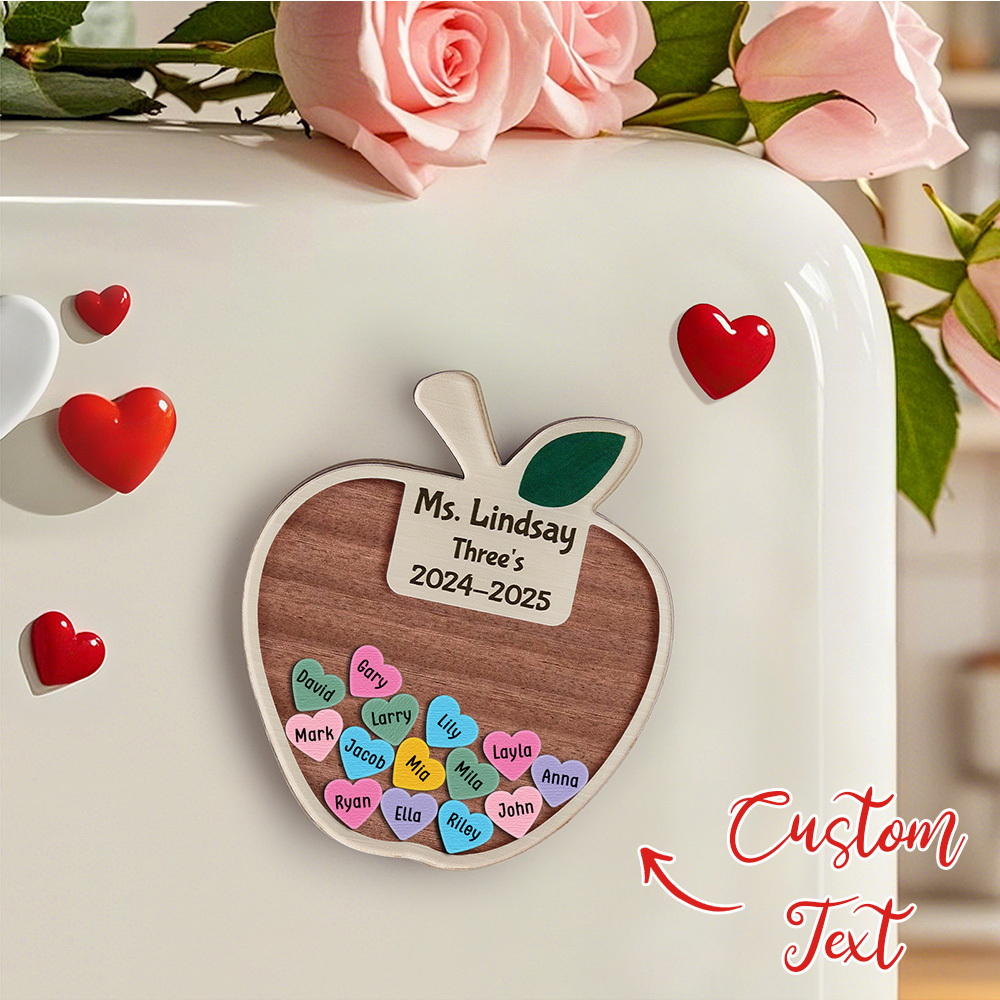 Personalized Teacher Apple Magnet, Custom Teacher Shaker Magnet, Teacher Appreciation Gift