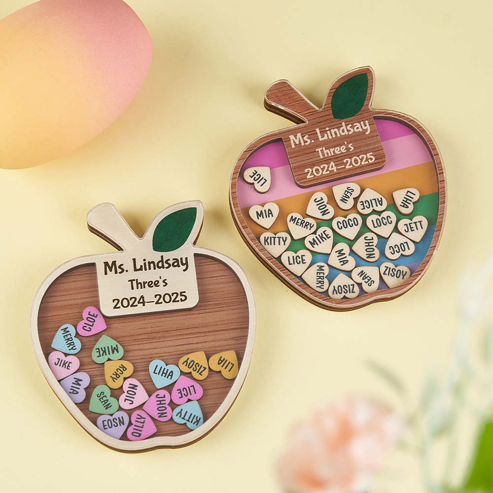 Personalized Teacher Apple Magnet, Custom Teacher Shaker Magnet, Teacher Appreciation Gift