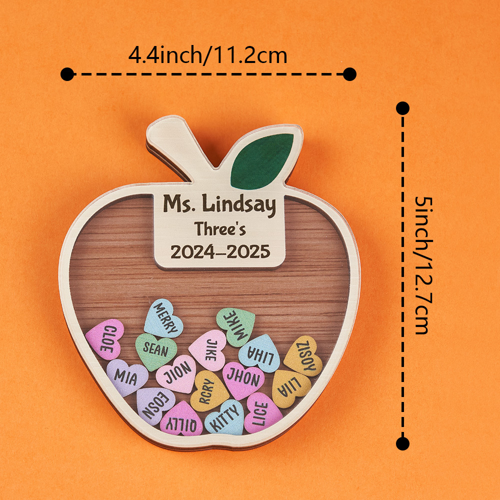 Personalized Teacher Apple Magnet, Custom Teacher Shaker Magnet, Teacher Appreciation Gift