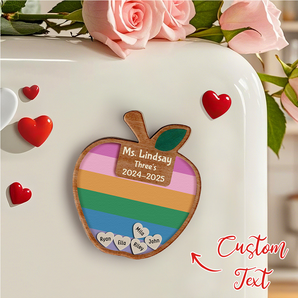 Personalized Teacher Apple Magnet, Custom Teacher Shaker Magnet, Teacher Appreciation Gift