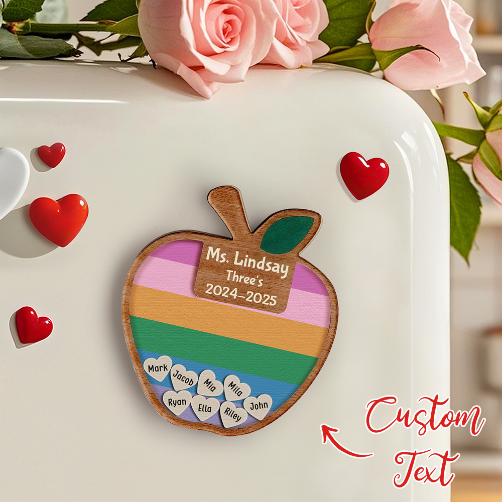 Personalized Teacher Apple Magnet, Custom Teacher Shaker Magnet, Teacher Appreciation Gift