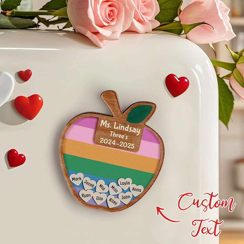 Personalized Teacher Apple Magnet, Custom Teacher Shaker Magnet, Teacher Appreciation Gift