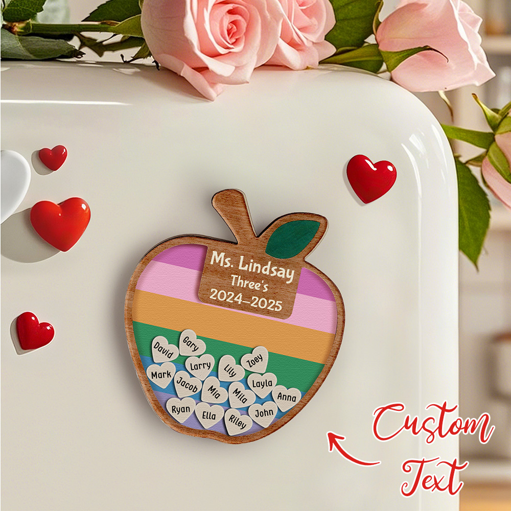 Personalized Teacher Apple Magnet, Custom Teacher Shaker Magnet, Teacher Appreciation Gift