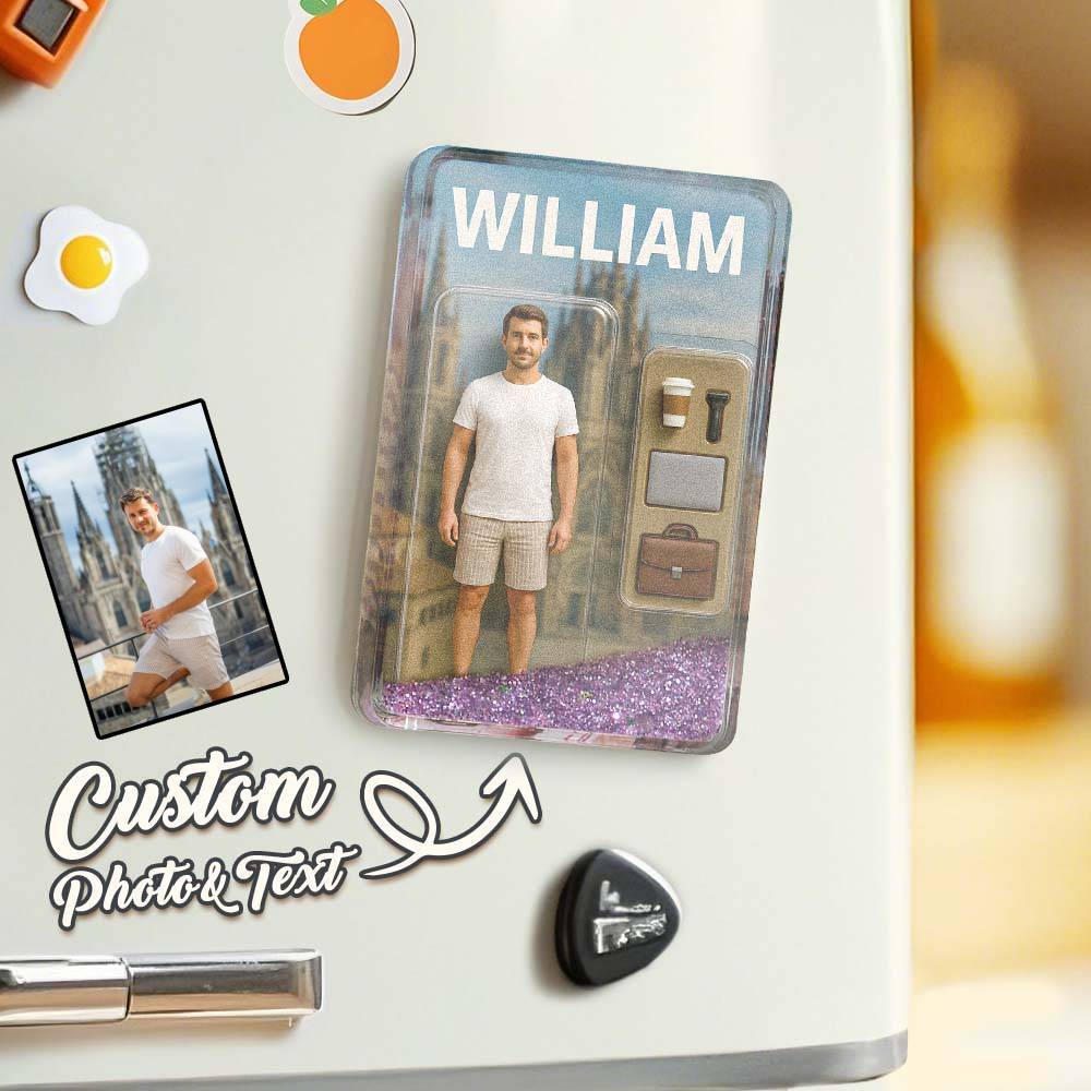 Coffret De Figurines D'action Effet 3d Personnalisé, Emballage De Style Boîte À Jouets, Cadeau Artistique, Aimant De Réfrigérateur Personnalisé À Sables Mouvants, Cadeau Pour Père - CustWitFR