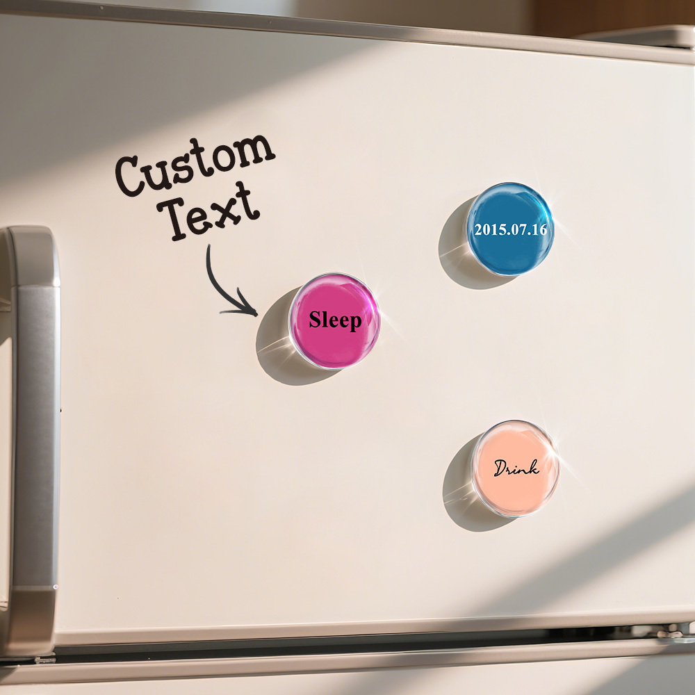 Aimant texte personnalisé, nom personnalisé, date, aimants de réfrigérateur pour souvenirs et rappels