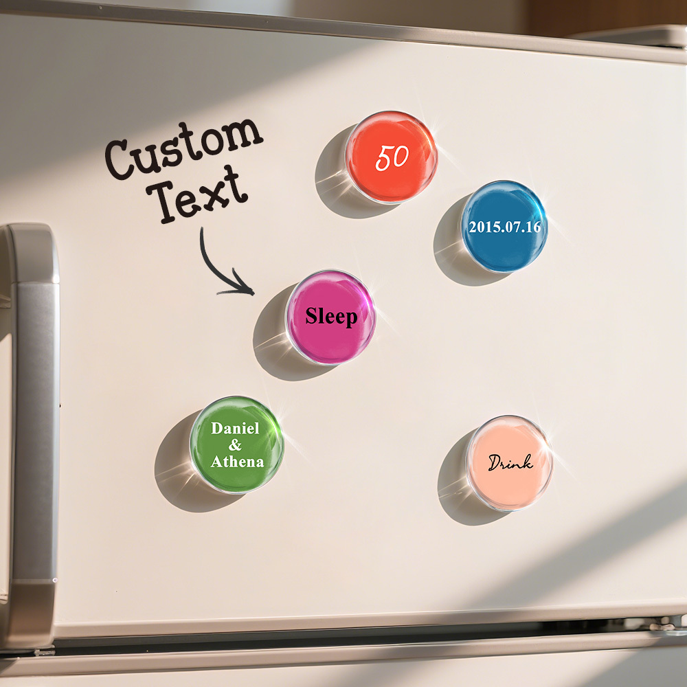 Aimant texte personnalisé, nom personnalisé, date, aimants de réfrigérateur pour souvenirs et rappels