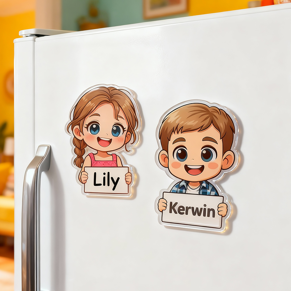 Aimants De Réfrigérateur Personnalisés En Acrylique De Style Chibi, Réalisés À Partir De Votre Photo Préférée. Parfaits Pour Les Anniversaires, Les Fêtes Ou Noël.