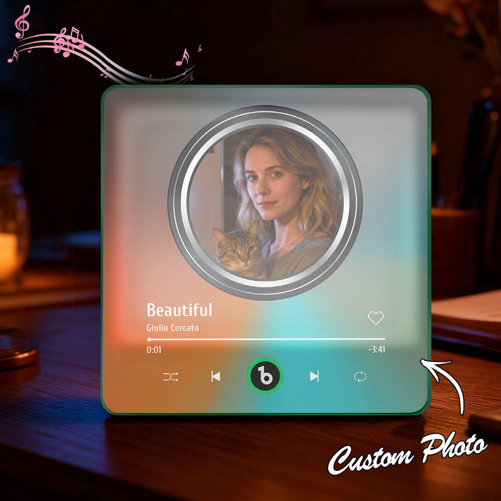 Aimant De Réfrigérateur Lumineux Et Musical Personnalisé Avec Photo : Un Cadeau Unique Pour La Famille !