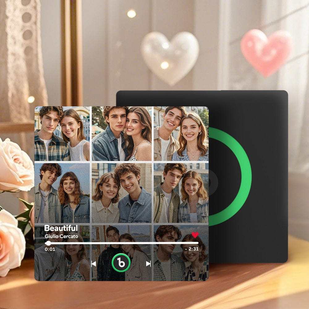 Aimant De Réfrigérateur Musical Personnalisé Et Photo Avec Cadre Coloré, Autocollant Mural Musical, Mouvement De Chanson Pouvant Être Joué, Cadeau De Saint-valentin Pour Couple - CustWitFR