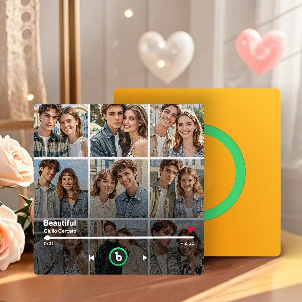 Aimant De Réfrigérateur Musical Personnalisé Et Photo Avec Cadre Coloré, Autocollant Mural Musical, Mouvement De Chanson Pouvant Être Joué, Cadeau De Saint-valentin Pour Couple - CustWitFR