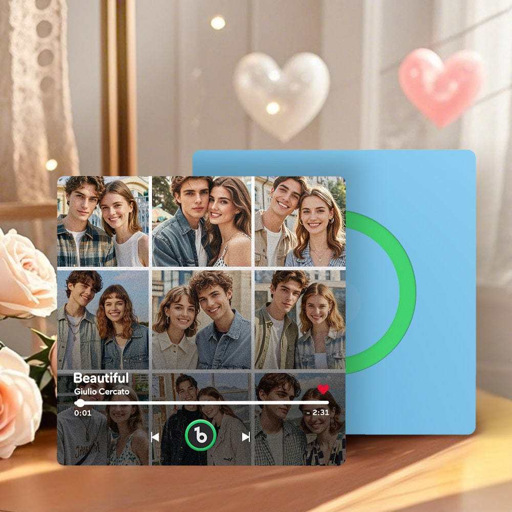 Aimant De Réfrigérateur Musical Personnalisé Et Photo Avec Cadre Coloré, Autocollant Mural Musical, Mouvement De Chanson Pouvant Être Joué, Cadeau De Saint-valentin Pour Couple - CustWitFR