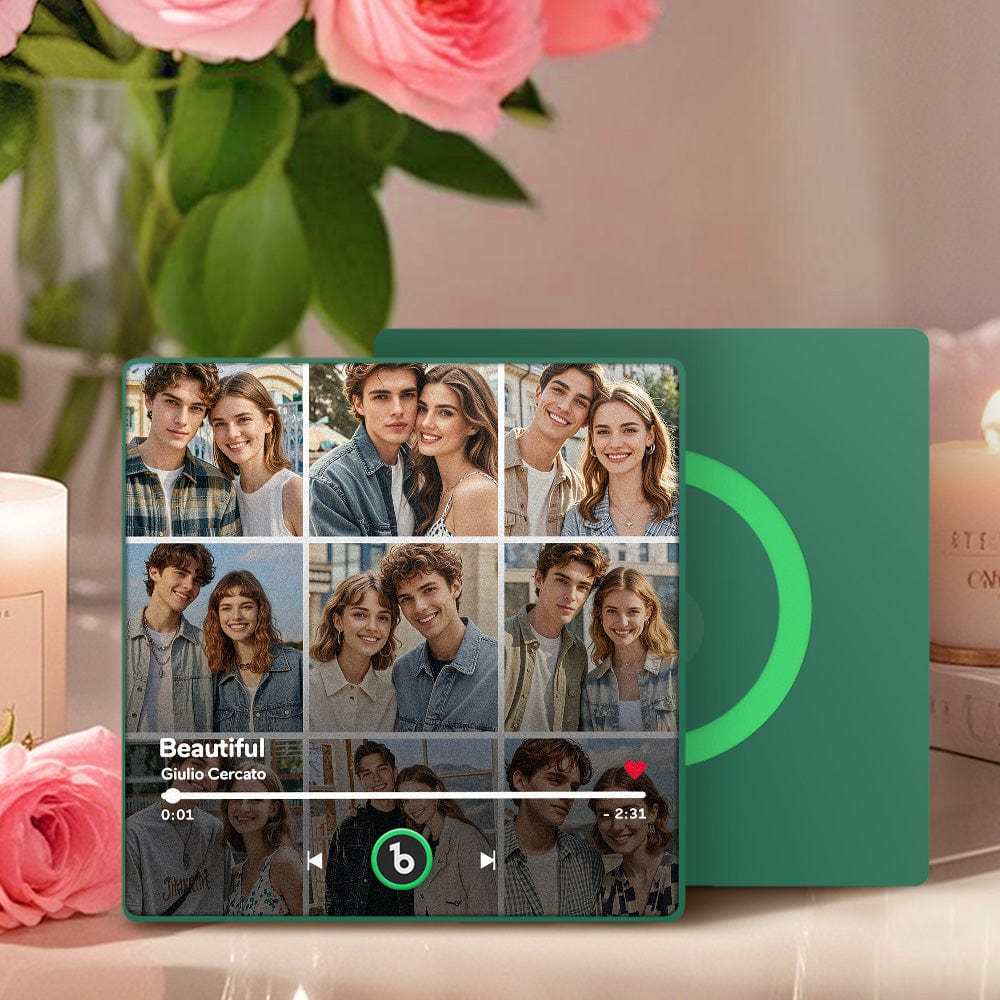 Aimant De Réfrigérateur Musical Personnalisé Et Photo Avec Cadre Coloré, Autocollant Mural Musical, Mouvement De Chanson Pouvant Être Joué, Cadeau De Saint-valentin Pour Couple - CustWitFR