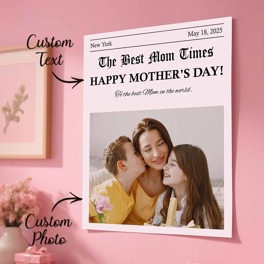 Affiche De Journal Personnalisée Avec Photo Et Texte Pour La Fête Des Mères, Cadeau Personnalisé Pour La Fête Des Mères - CustWitFR