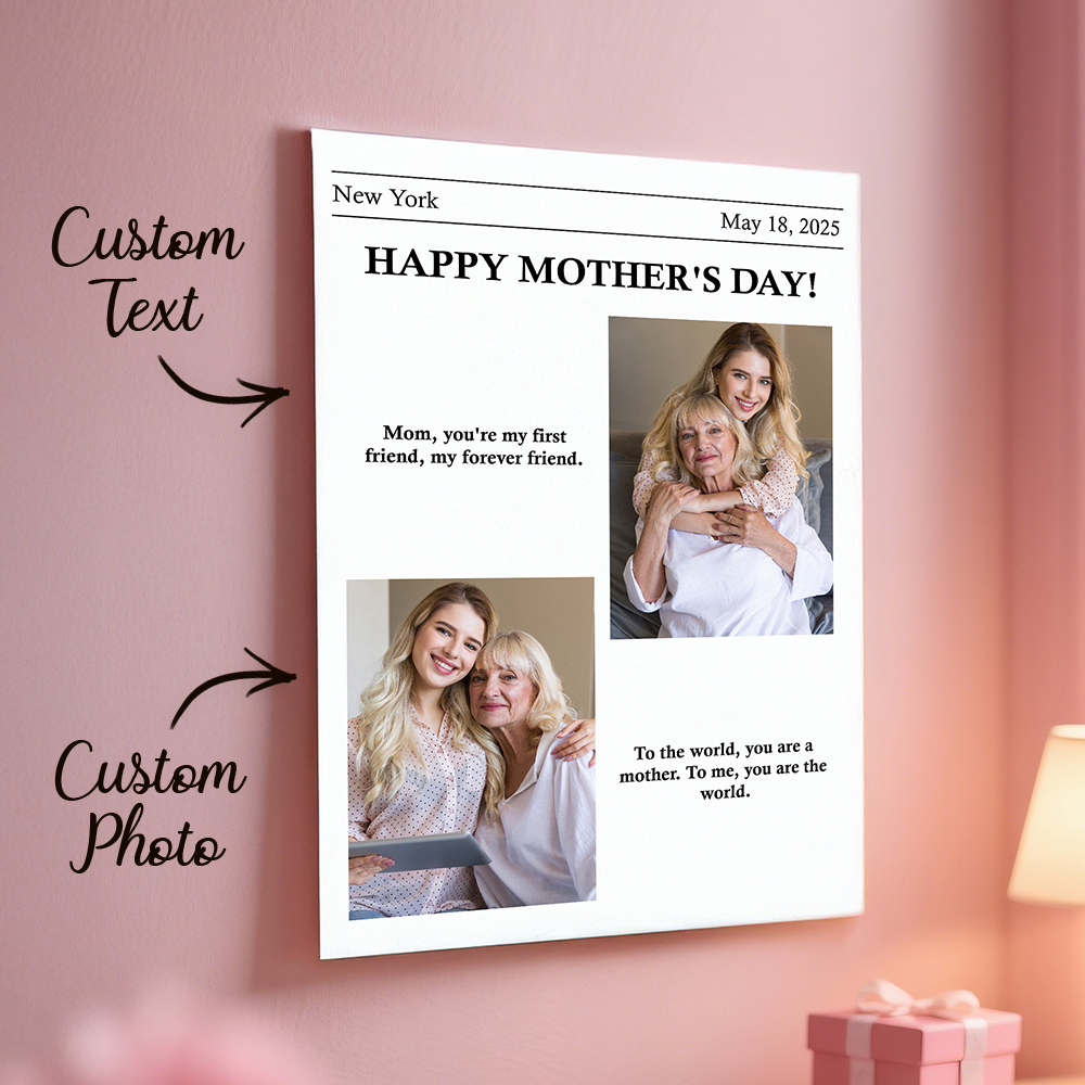 Affiche De Journal Personnalisée Avec Photo Et Texte Pour La Fête Des Mères, Cadeau Personnalisé Pour La Fête Des Mères - CustWitFR