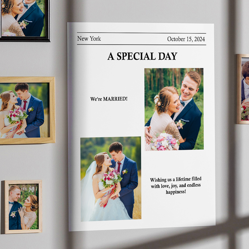 Custom Poster With Photo And Text For Wedding Birthday Baby Announcement Engagement Anniversary