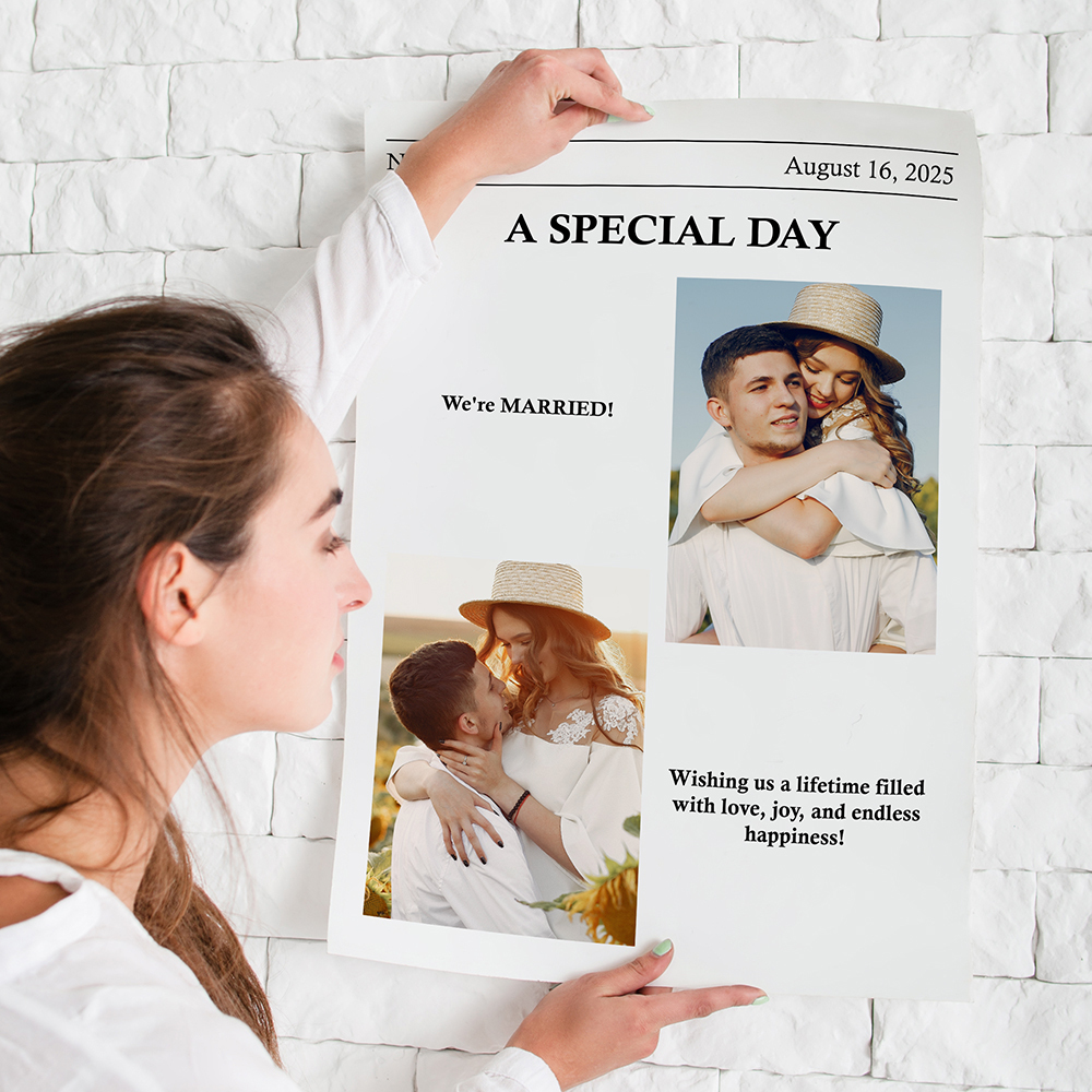 Custom Poster With Photo And Text For Wedding Birthday Baby Announcement Engagement Anniversary