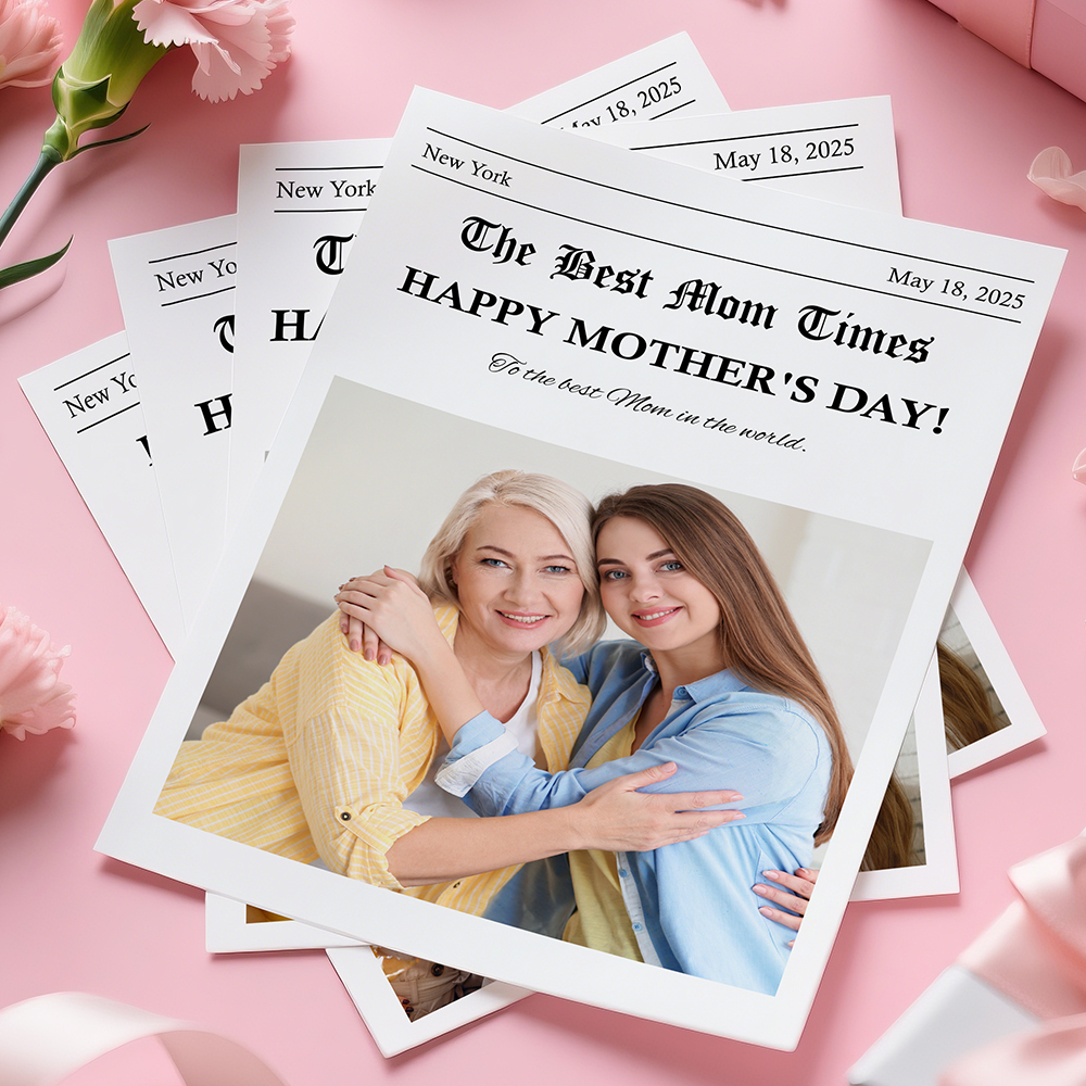 Affiche De Journal Personnalisée Avec Photo Et Texte Pour La Fête Des Mères, Cadeau Personnalisé Pour La Fête Des Mères - CustWitFR