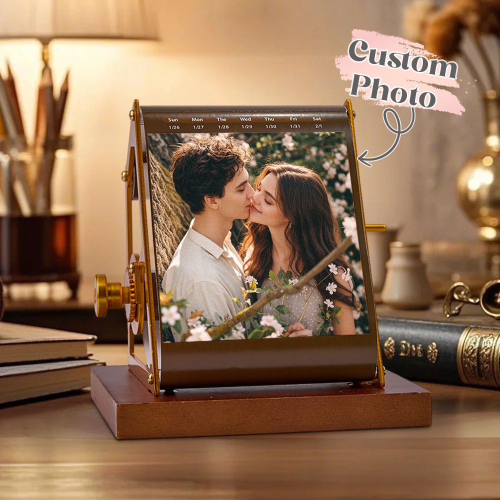 Calendrier Mécanique À Manivelle Avec Photo Personnalisée