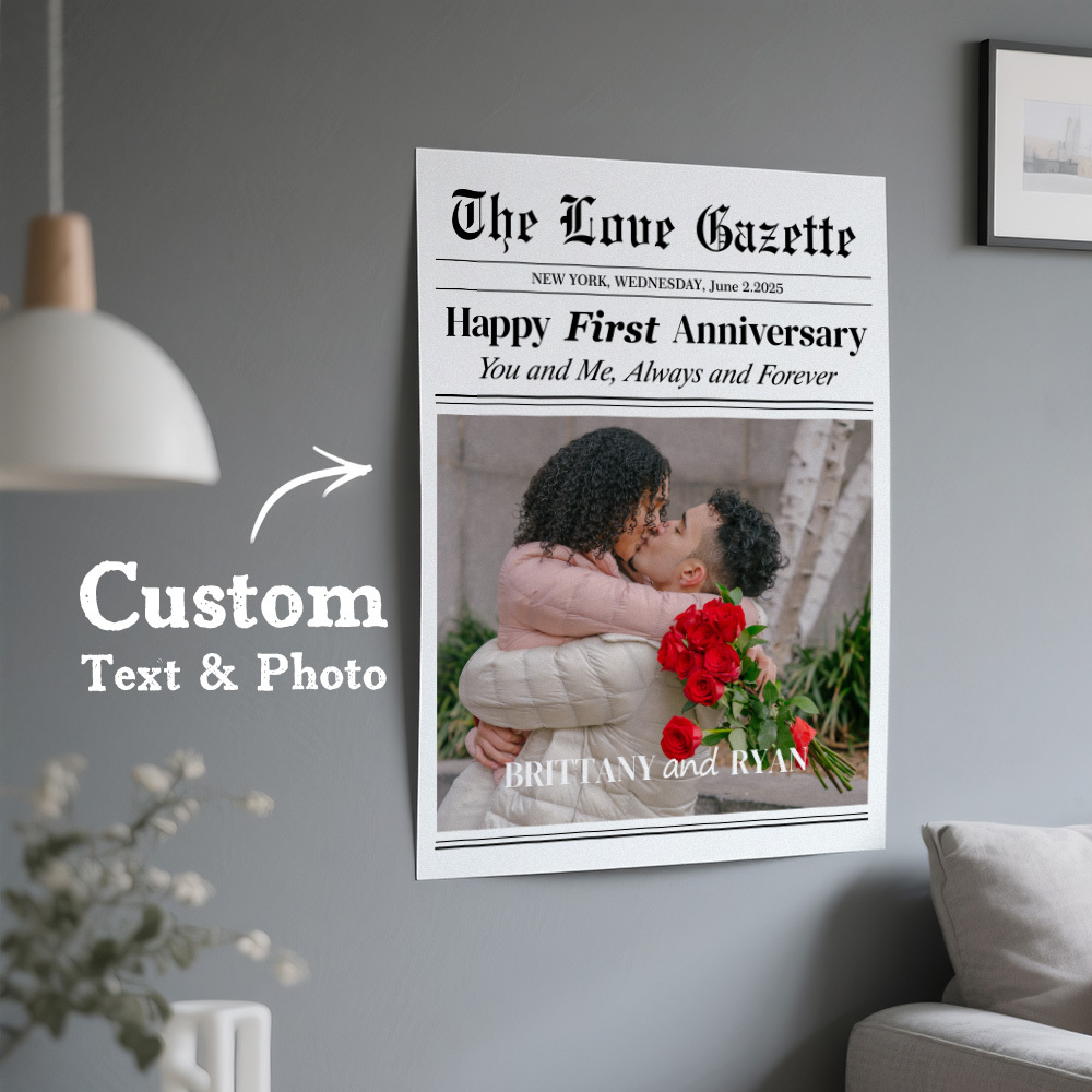 Affiche De Journal Personnalisée « Joyeux Anniversaire », Souvenir Significatif Pour Épouse, Mari, Couple, Amoureux - CustWitFR