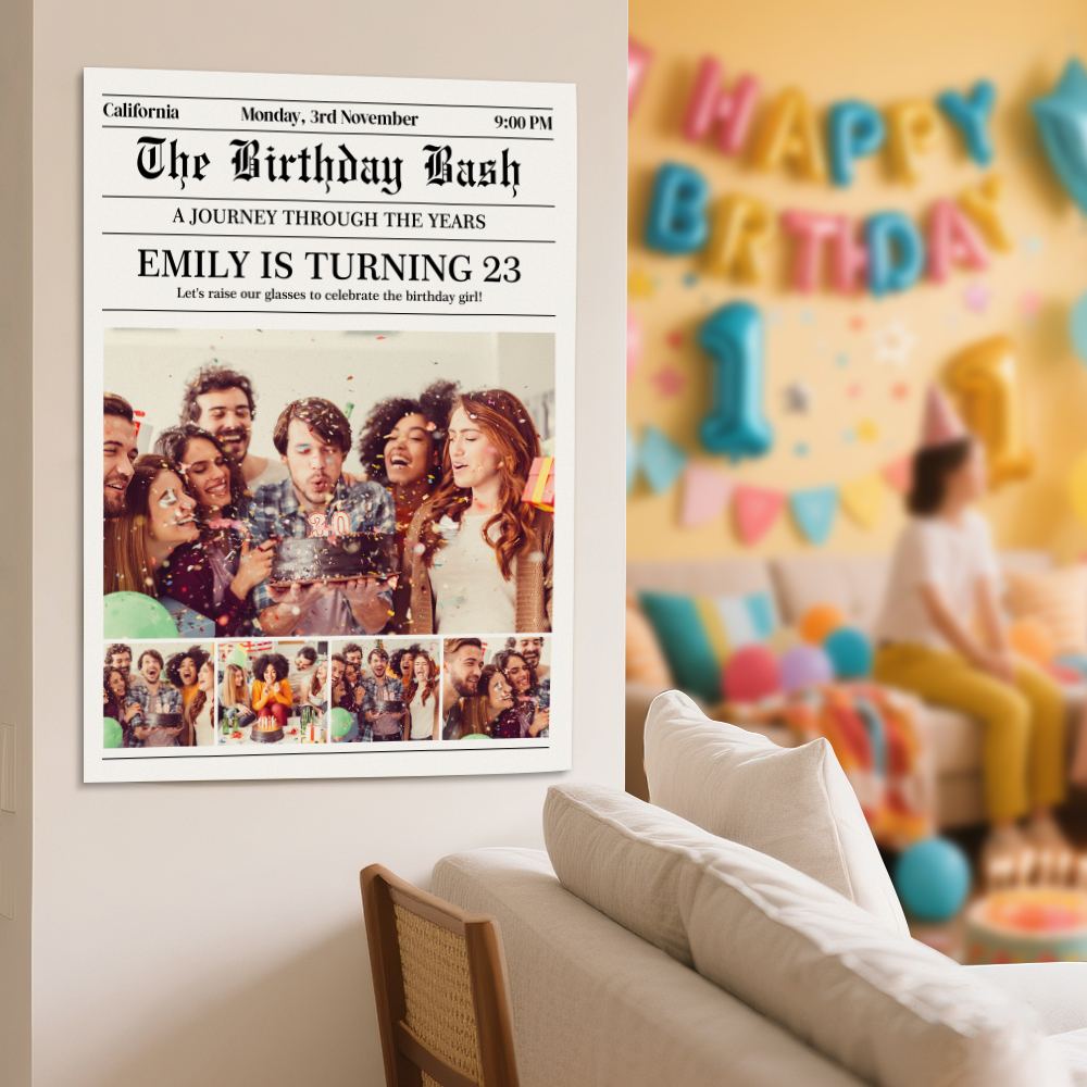 Affiche De Journal D'anniversaire Personnalisée, Papier D'invitation D'anniversaire Personnalisé - CustWitFR