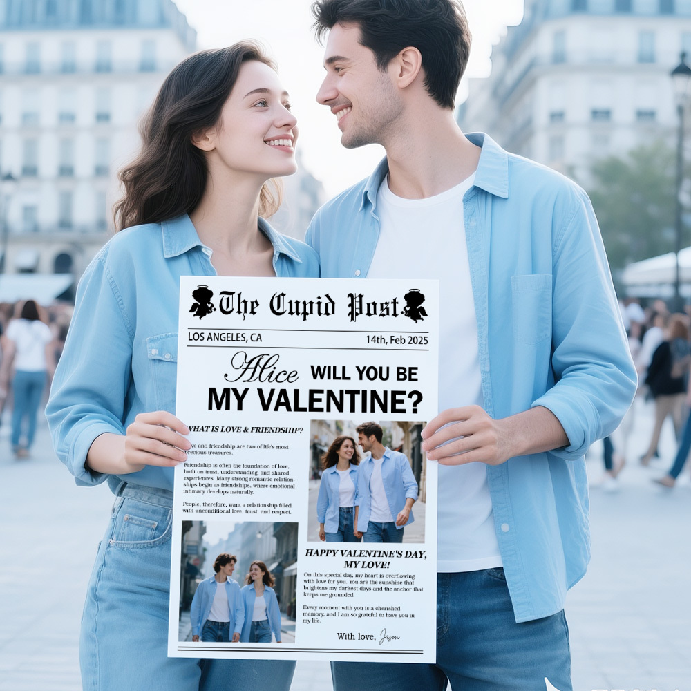 Affiche De Journal Personnalisée « soyez Ma Saint-valentin », Publication Cupidon, Publication De Journal De La Saint-valentin, Surprise Pour Petite Amie, Petit Ami