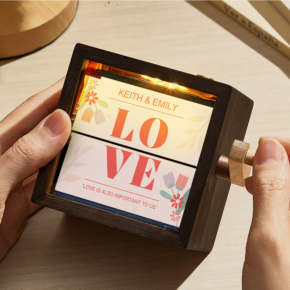 Album Photo Personnalisé À Manivelle Avec Cadre Pour Histoire D'amour, Album Photo Mécanique À Manivelle Avec Couvertures, Cadeau Pour Couple