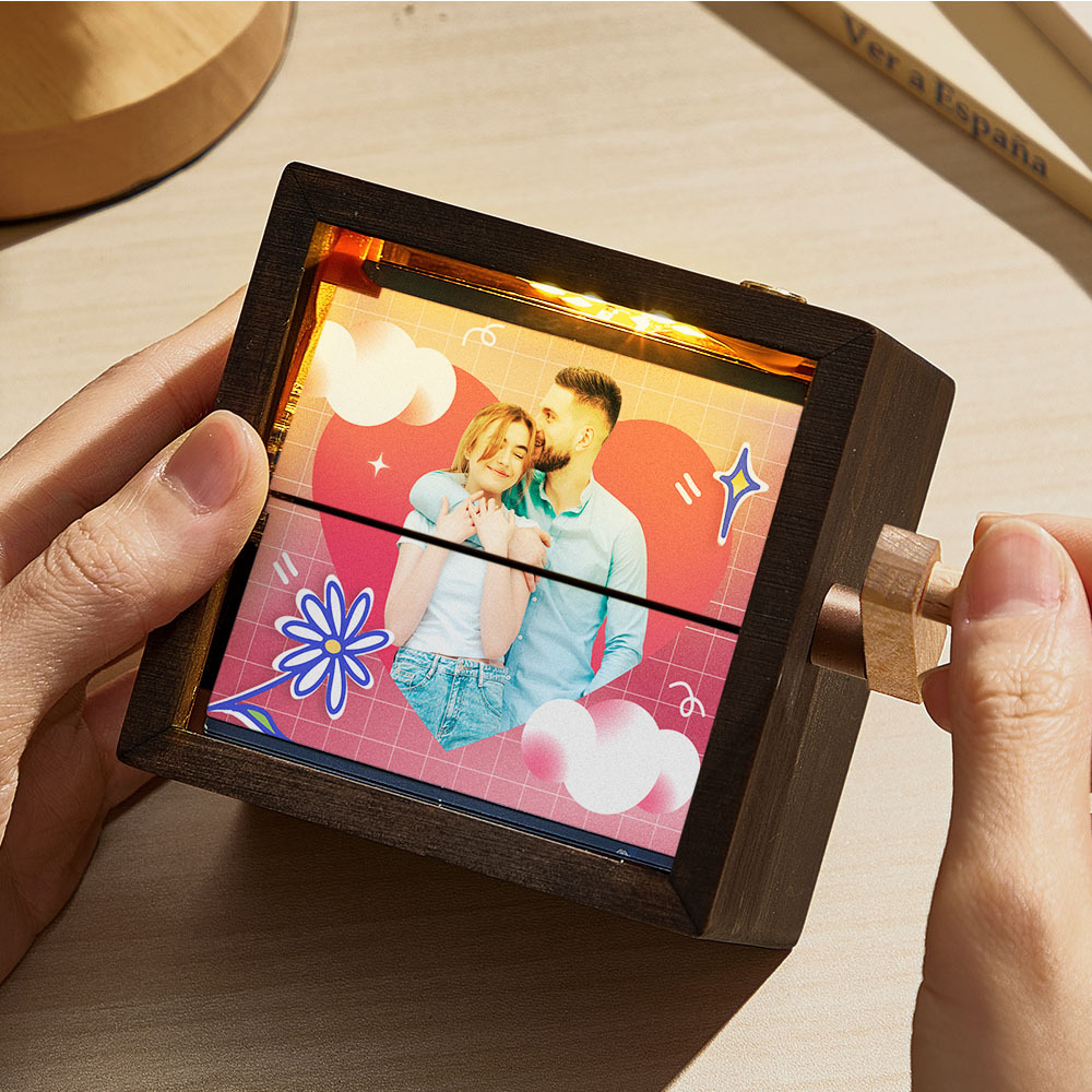 Album Photo Personnalisé À Manivelle Avec Cadre Pour Histoire D'amour, Album Photo Mécanique À Manivelle Avec Couvertures, Cadeau Pour Couple - CustWitFR