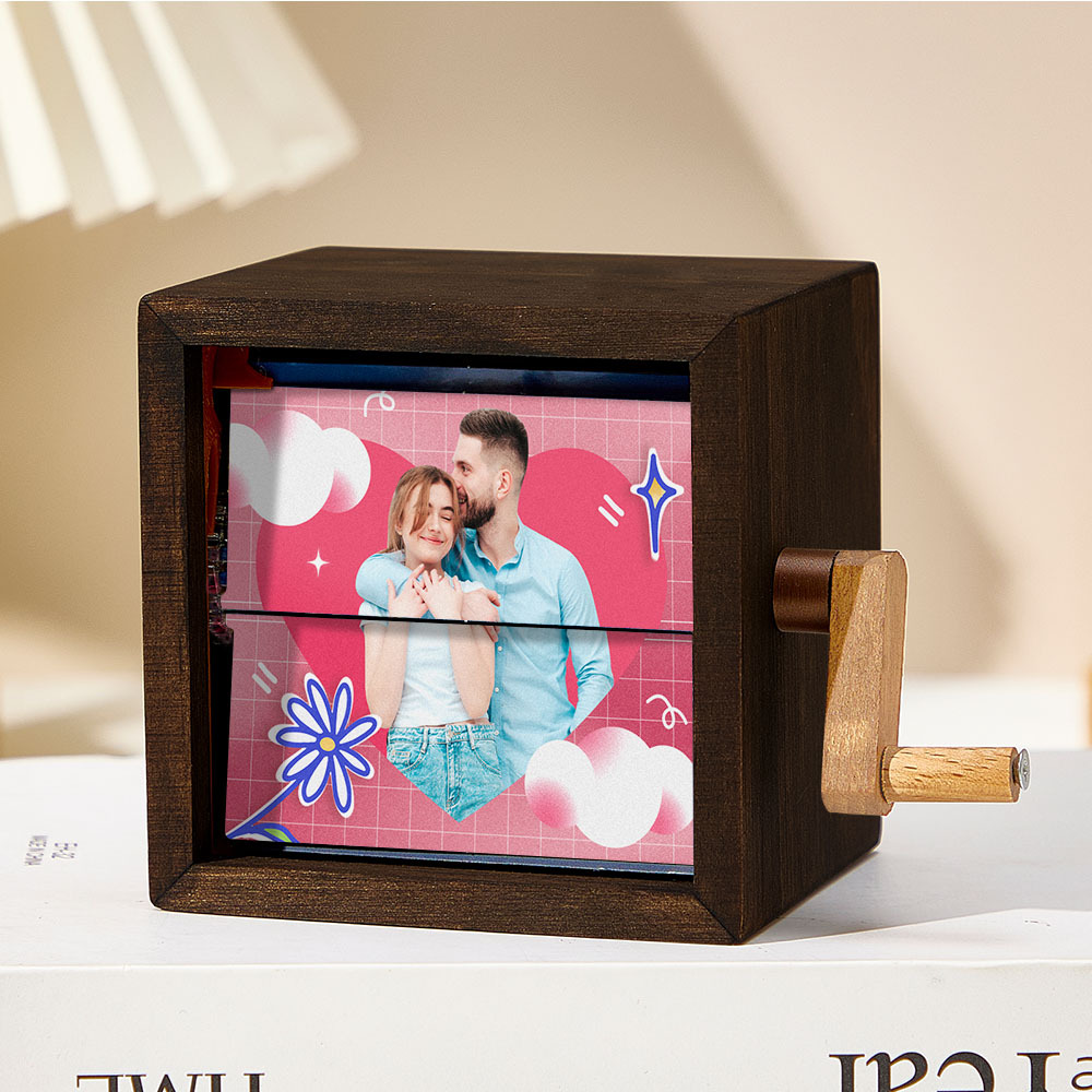 Album Photo Personnalisé À Manivelle Avec Cadre Pour Histoire D'amour, Album Photo Mécanique À Manivelle Avec Couvertures, Cadeau Pour Couple - CustWitFR