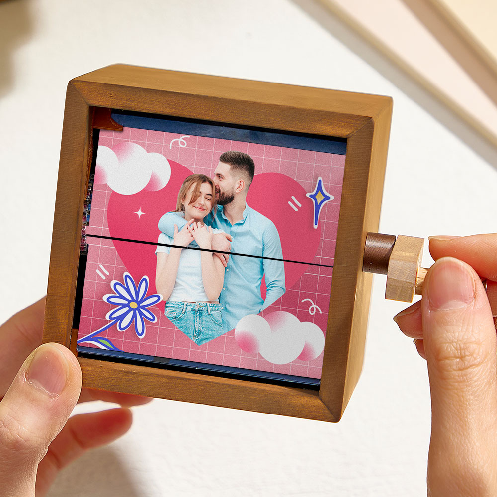 Album Photo Personnalisé À Manivelle Avec Cadre Pour Histoire D'amour, Album Photo Mécanique À Manivelle Avec Couvertures, Cadeau Pour Couple - CustWitFR