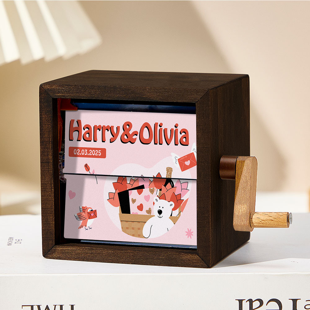 Album Photo Personnalisé À Manivelle Avec Cadre Pour Histoire D'amour, Album Photo Mécanique À Manivelle Avec Couvertures, Cadeau Pour Couple - CustWitFR