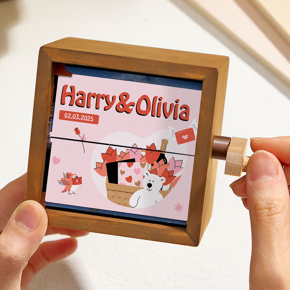 Album Photo Personnalisé À Manivelle Avec Cadre Pour Histoire D'amour, Album Photo Mécanique À Manivelle Avec Couvertures, Cadeau Pour Couple - CustWitFR