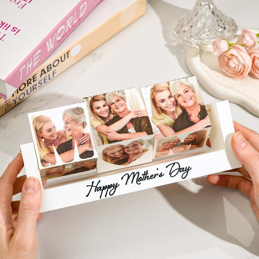 Custom Photo Rotating Cube Mother's Day Keepsake Heartfelt Gift for Mom Best Personalized Home Decor for Mother's Day