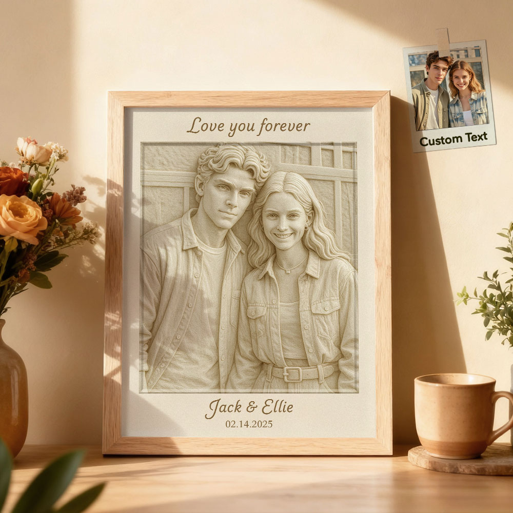 Portrait Mural Personnalisé À Effet 3d – Cadre Photo Sur Mesure Pour Les Couples Amoureux
