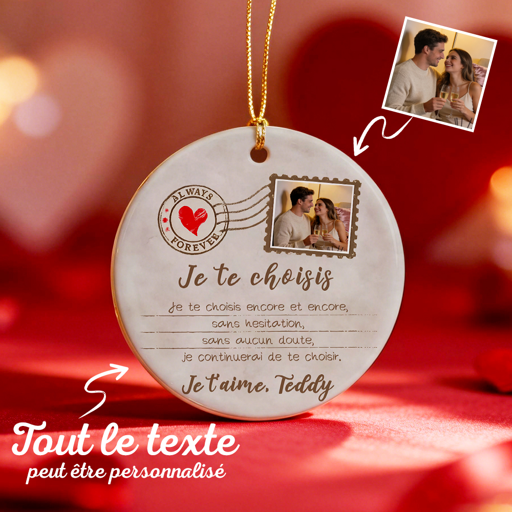 Ornement Personnalisé Pour Couple (anniversaire) Avec Photo Et Texte - Cadeau De Saint-valentin