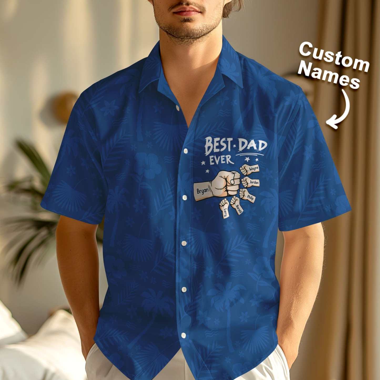 Custom Fists Hawaiian Aloha Shirt Cadeau Chemise Boutonnée Personnalisée Cadeau Pour Papa - CustWitFR