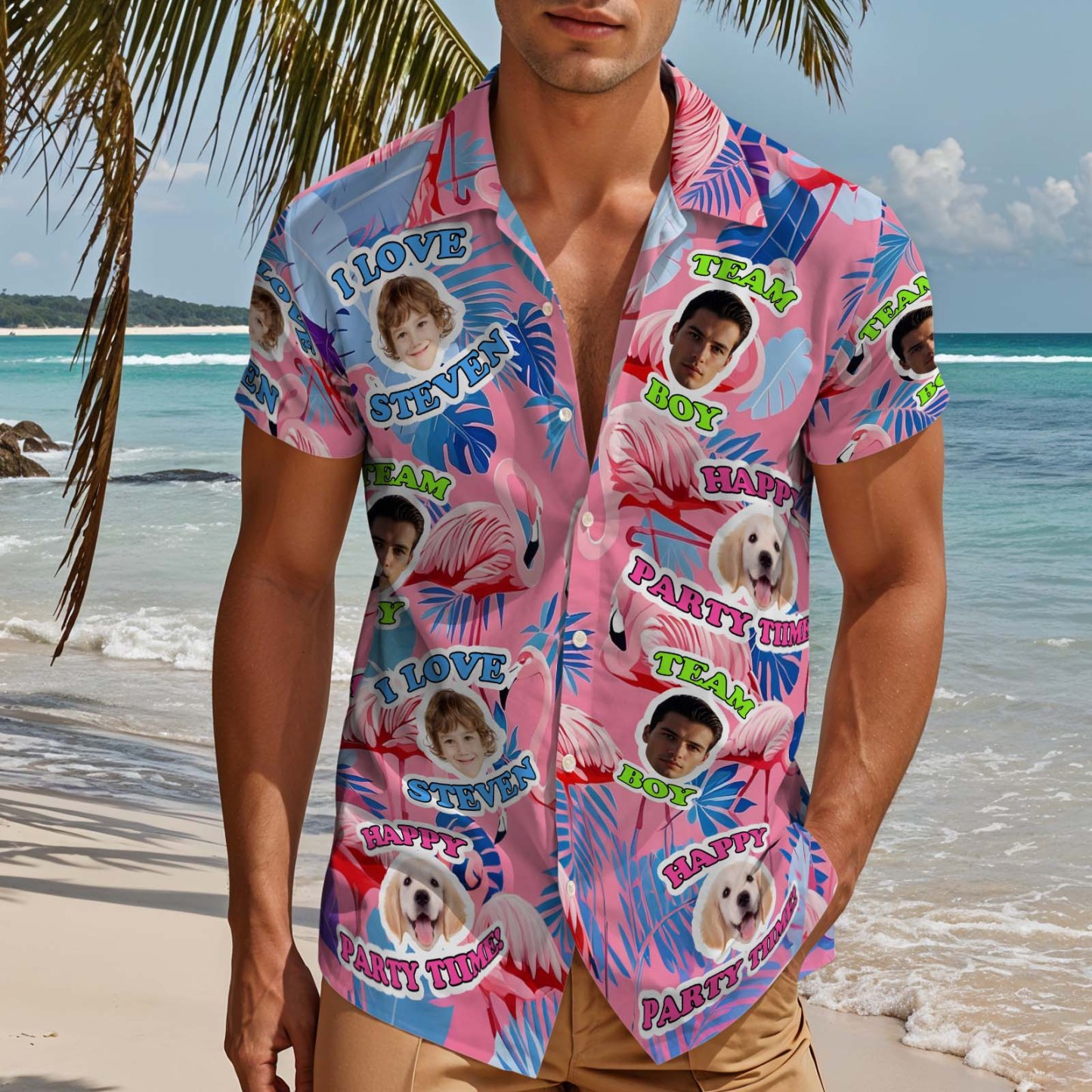 Chemise Hawaïenne Personnalisée Avec Photo De Votre Animal De Compagnie, Chien Ou Chat, Excellent Cadeau Pour Papa - CustWitFR
