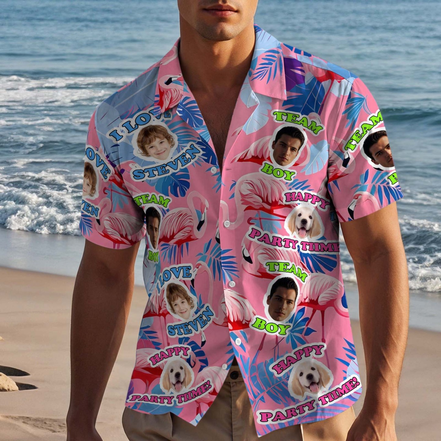 Chemise Hawaïenne Personnalisée Avec Photo De Votre Animal De Compagnie, Chien Ou Chat, Excellent Cadeau Pour Papa - CustWitFR