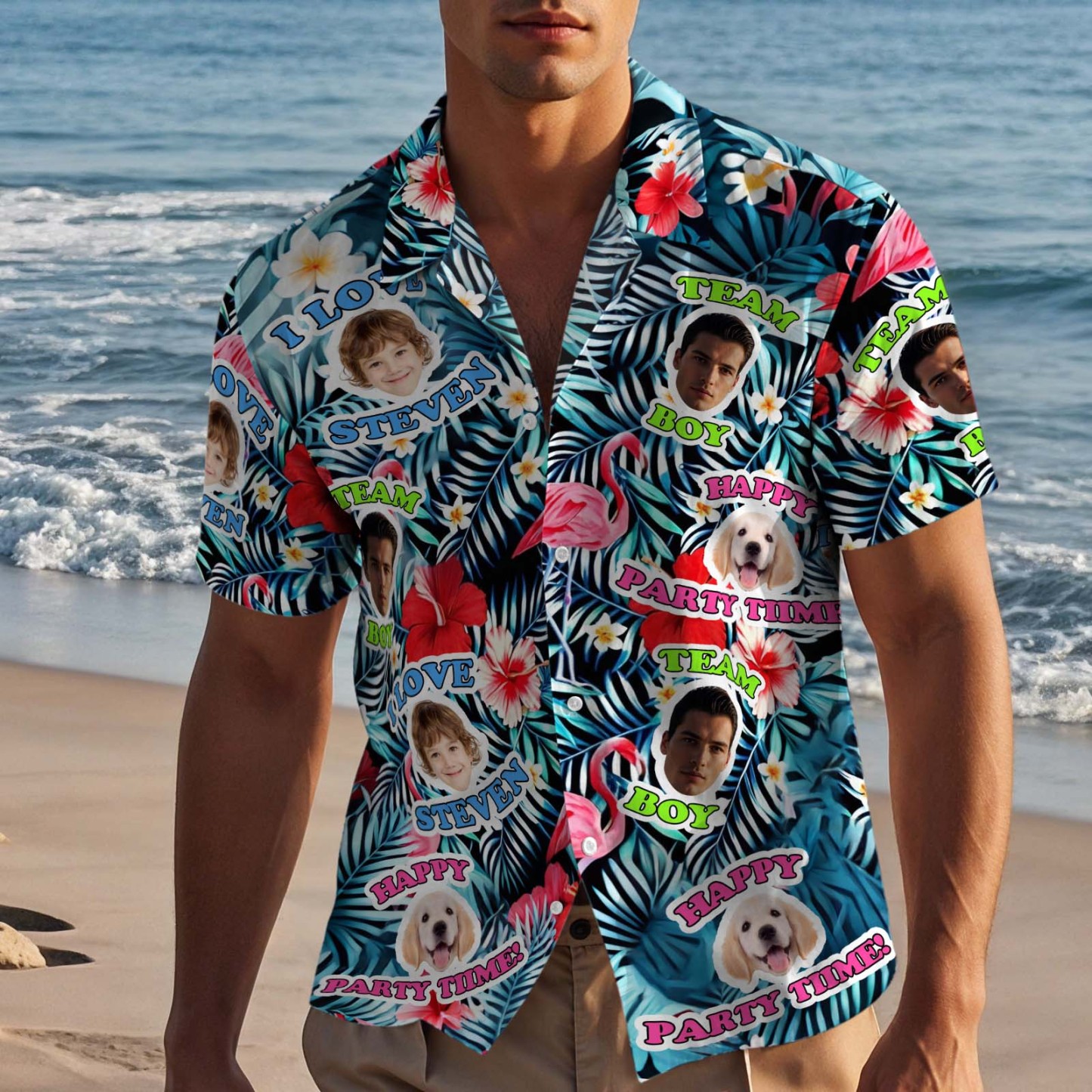 Chemise Hawaïenne Personnalisée Avec Photo De Votre Animal De Compagnie, Chien Ou Chat, Excellent Cadeau Pour Papa - CustWitFR