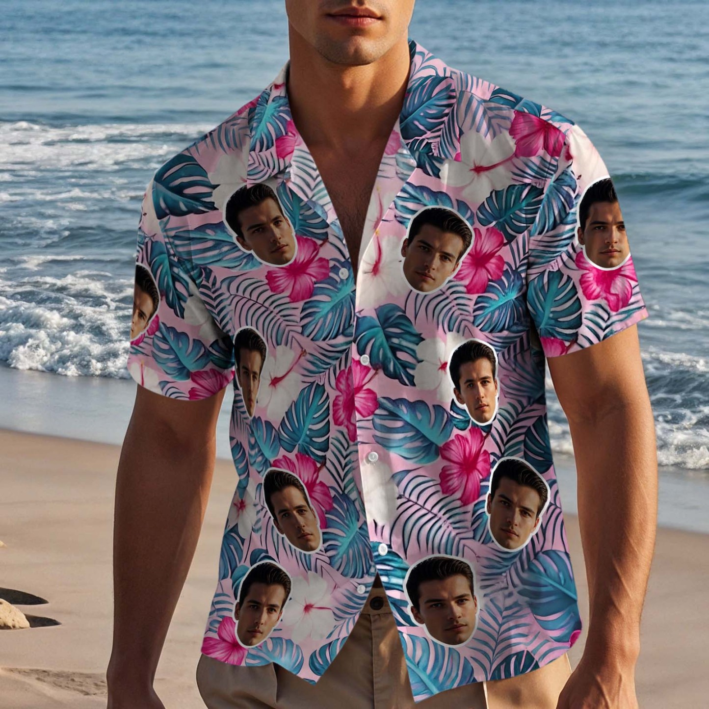 Chemise Hawaïenne Personnalisée, Chemise Personnalisée Avec Photo De Visage D'animal De Compagnie, Chemise Parfaite Pour La Fête Des Pères - CustWitFR