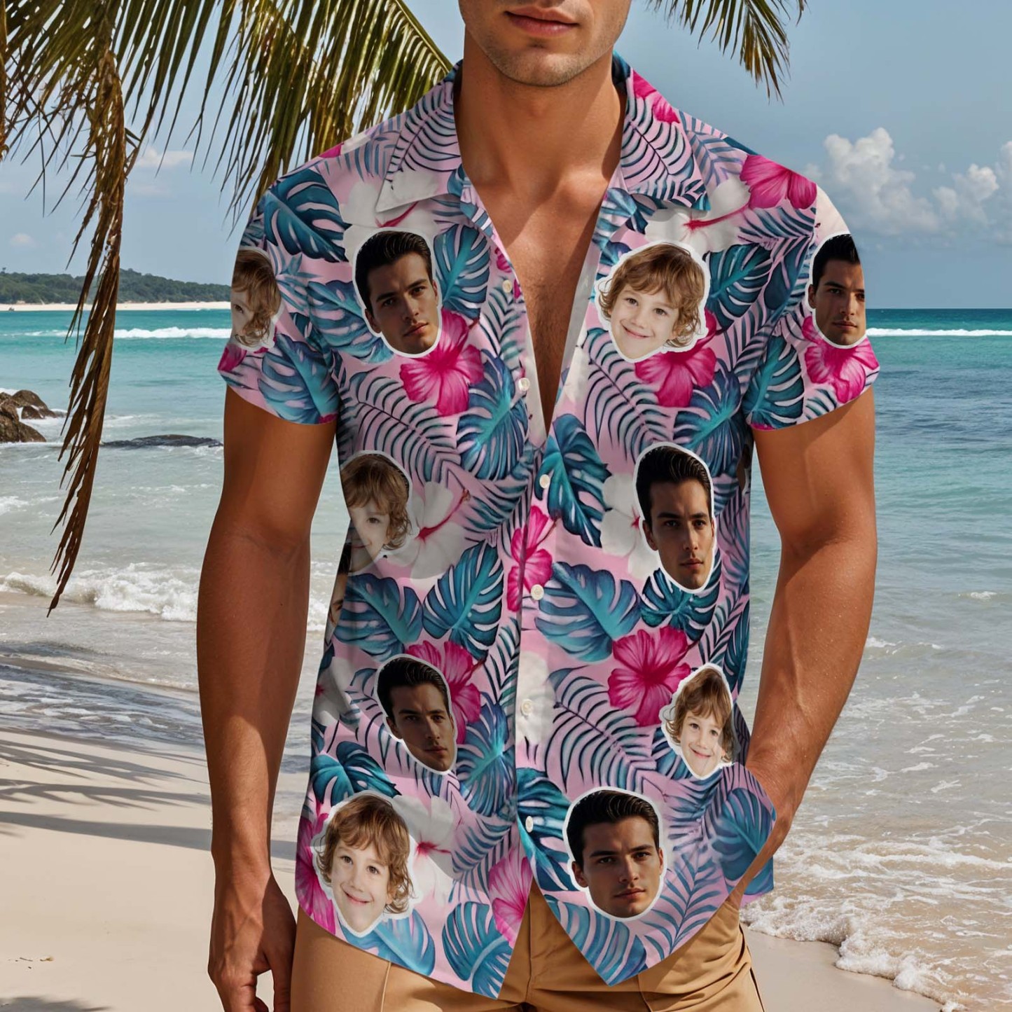Chemise Hawaïenne Personnalisée, Chemise Personnalisée Avec Photo De Visage D'animal De Compagnie, Chemise Parfaite Pour La Fête Des Pères - CustWitFR