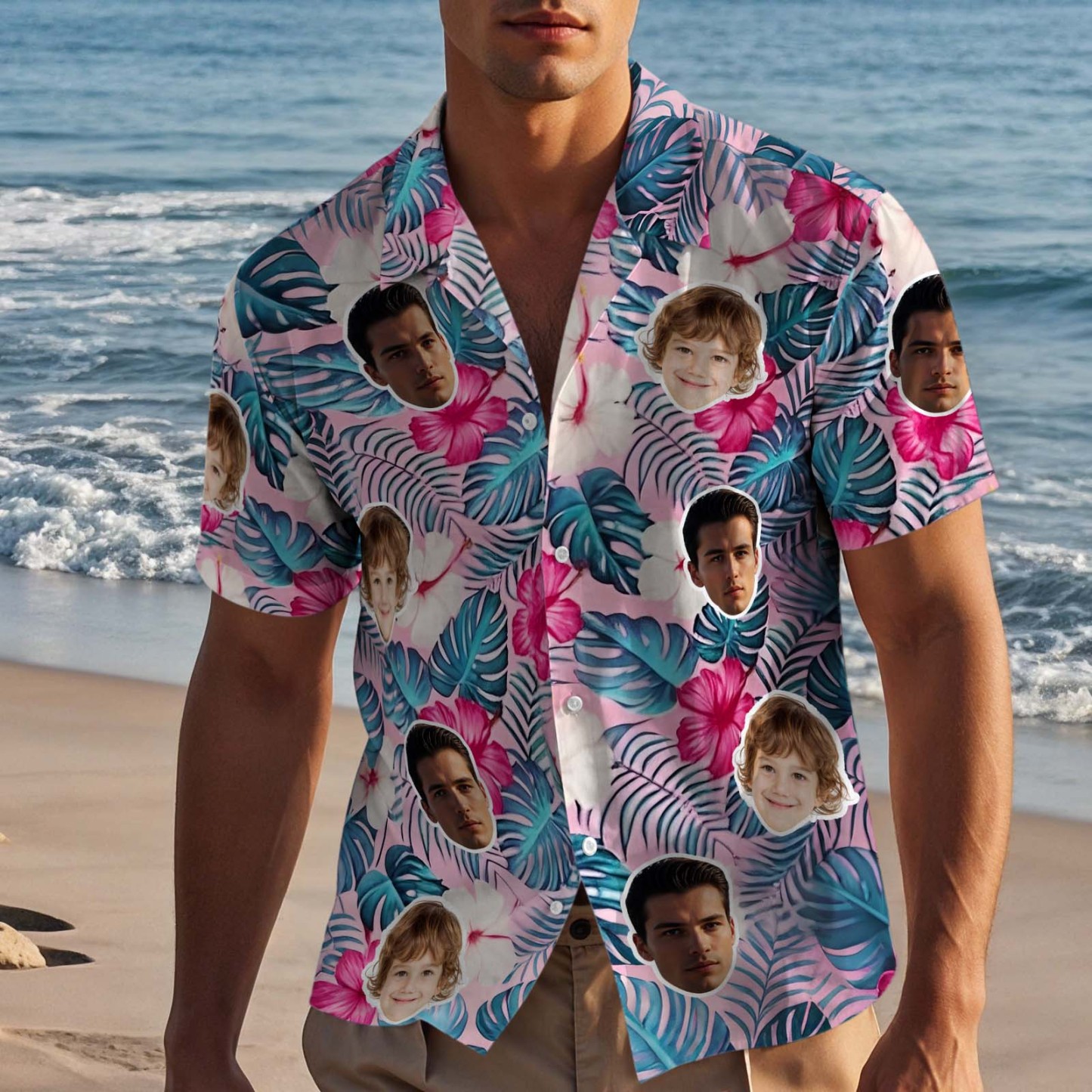 Chemise Hawaïenne Personnalisée, Chemise Personnalisée Avec Photo De Visage D'animal De Compagnie, Chemise Parfaite Pour La Fête Des Pères - CustWitFR