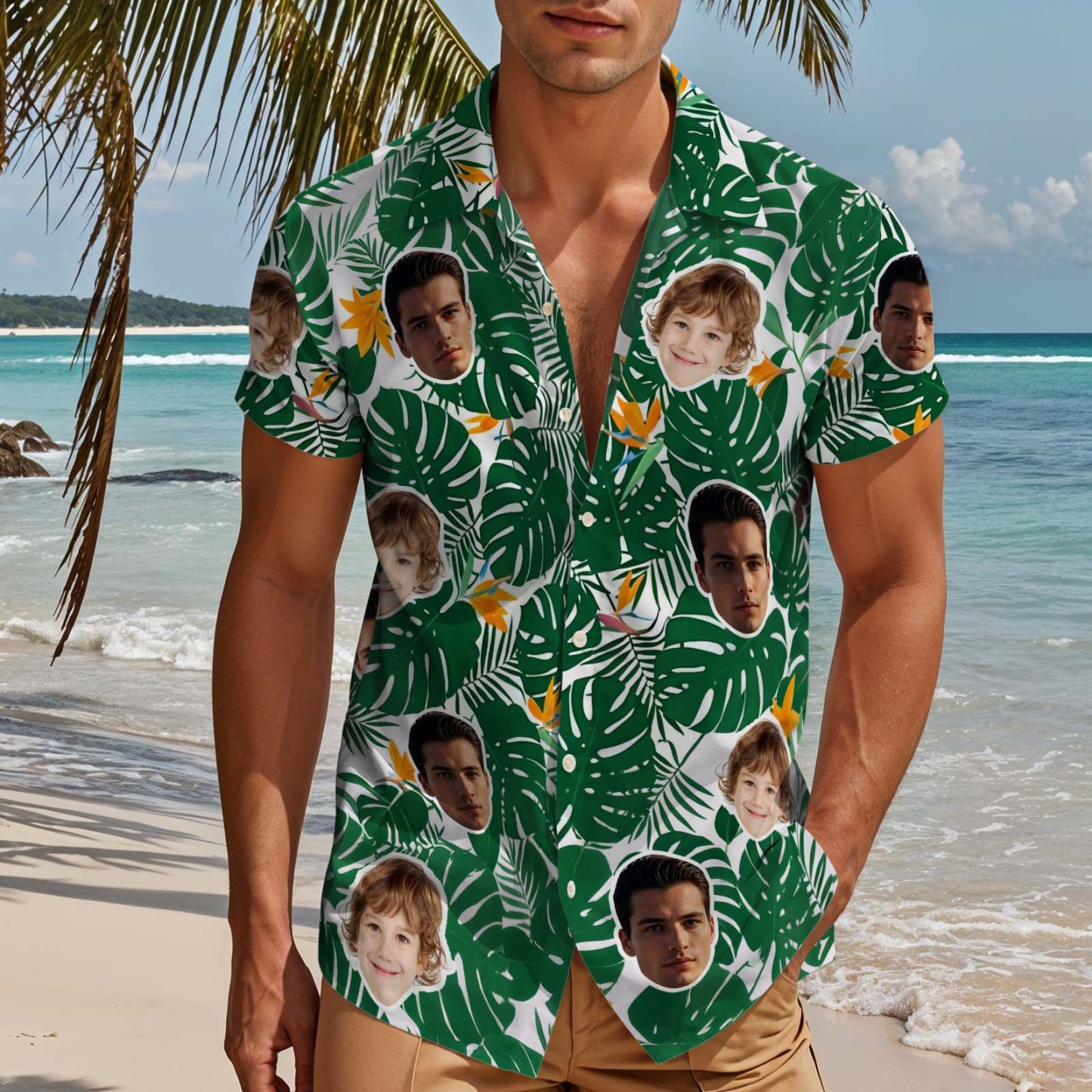 Chemise Hawaïenne Personnalisée, Chemise Personnalisée Avec Photo De Visage D'animal De Compagnie, Chemise Parfaite Pour La Fête Des Pères - CustWitFR