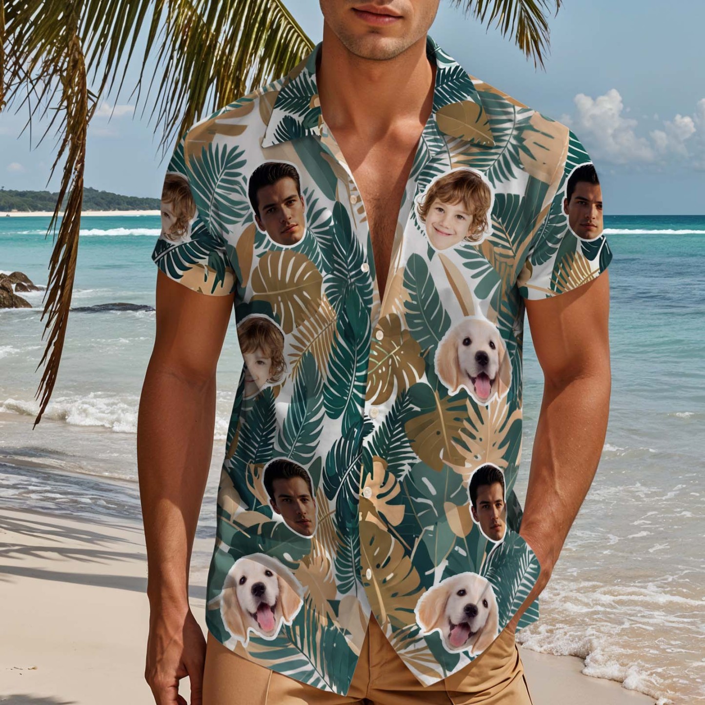 Chemise Hawaïenne Personnalisée, Chemise Personnalisée Avec Photo De Visage D'animal De Compagnie, Chemise Parfaite Pour La Fête Des Pères - CustWitFR