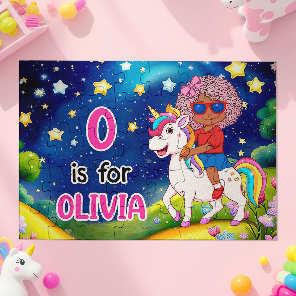 Personalized Jigsaw Puzzle Gift for Grandkid & Kids Custom Name with Multiple Unicorn & Dinosaur Style Back to School Gift for Kids & Grandson