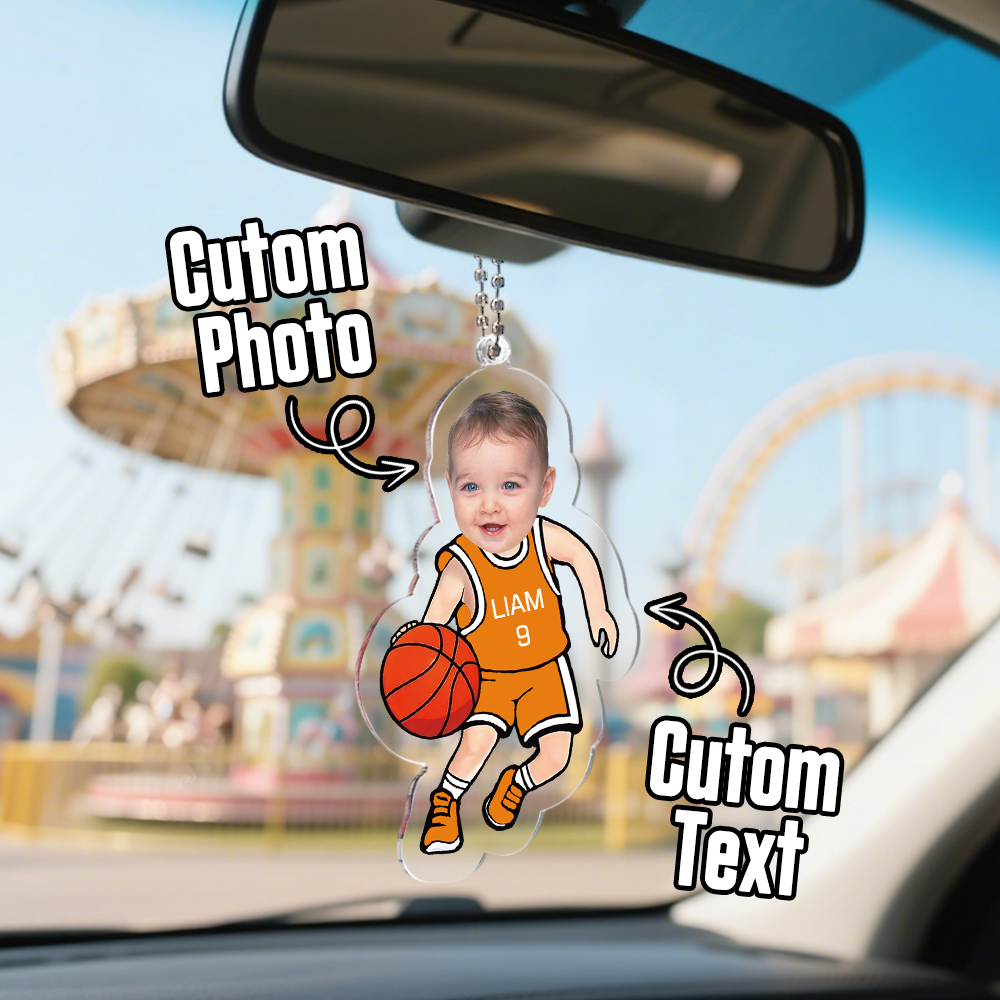 Décoration De Voiture Personnalisée Avec Photo De Bébé, Motif Basket-ball, Idée Cadeau Amusante Pour La Fête Des Pères, Avec Le Nom De L'enfant, Pour Mari - CustWitFR