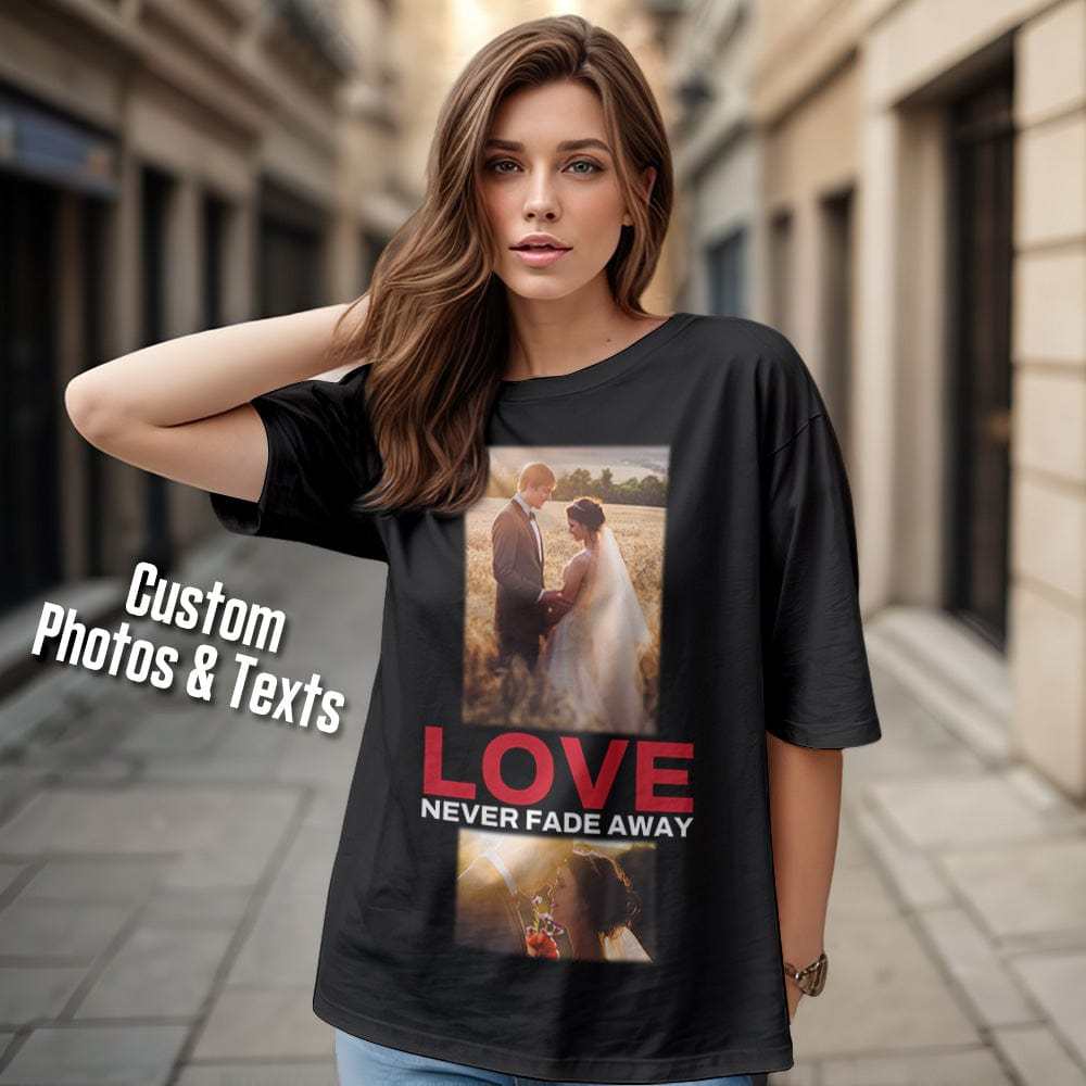 T-shirt Vintage Photo Personnalisé, T-shirt Rap Mode Photo Personnalisé Avec Texte, Cadeau Pour Lui - CustWitFR