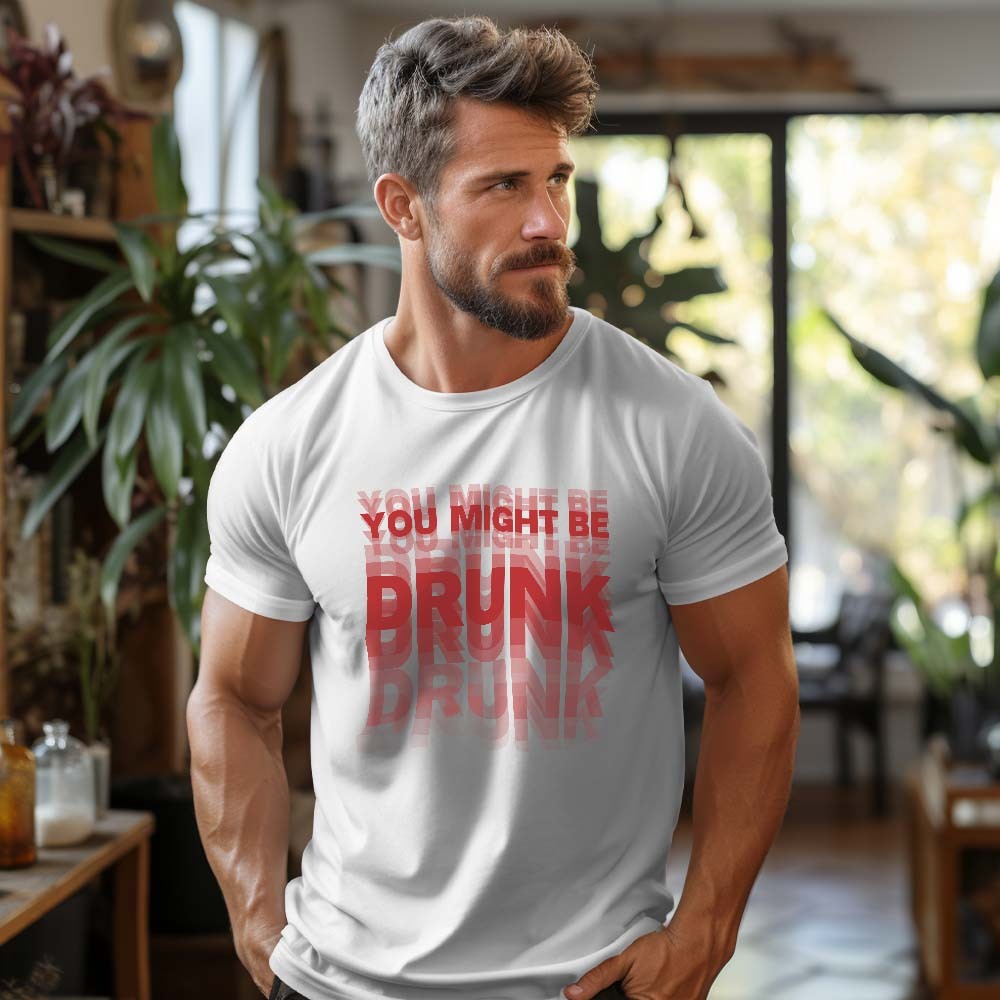 Printed On Back You Might Be Drunk Shirt Funny Drinking Humor Unisex T-Shirt Gift