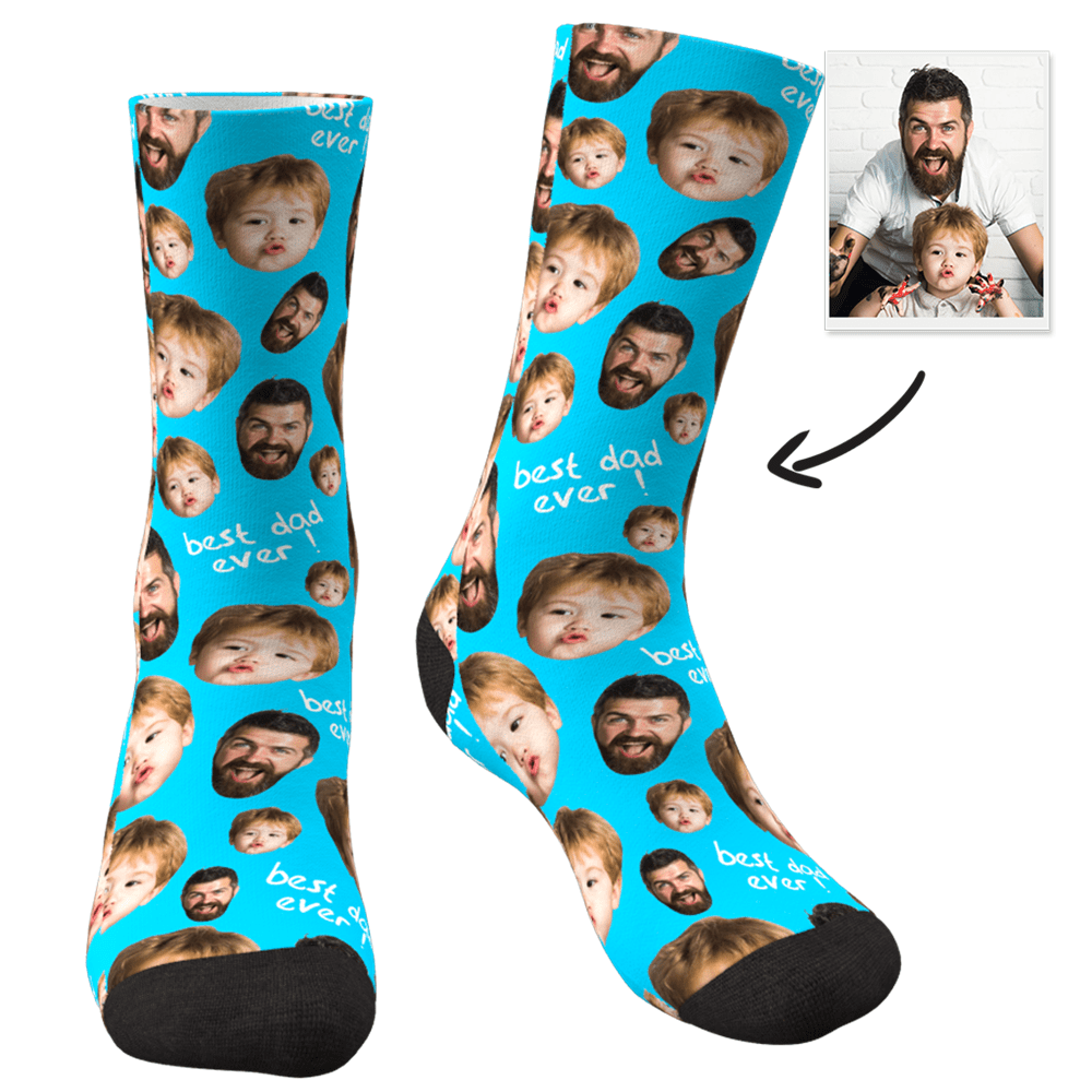 Chaussettes Pour La Fête Des Pères, Chaussettes Personnalisées Avec Visage, Aperçu 3d, Cadeaux Pour La Fête Des Pères - CustWitFR