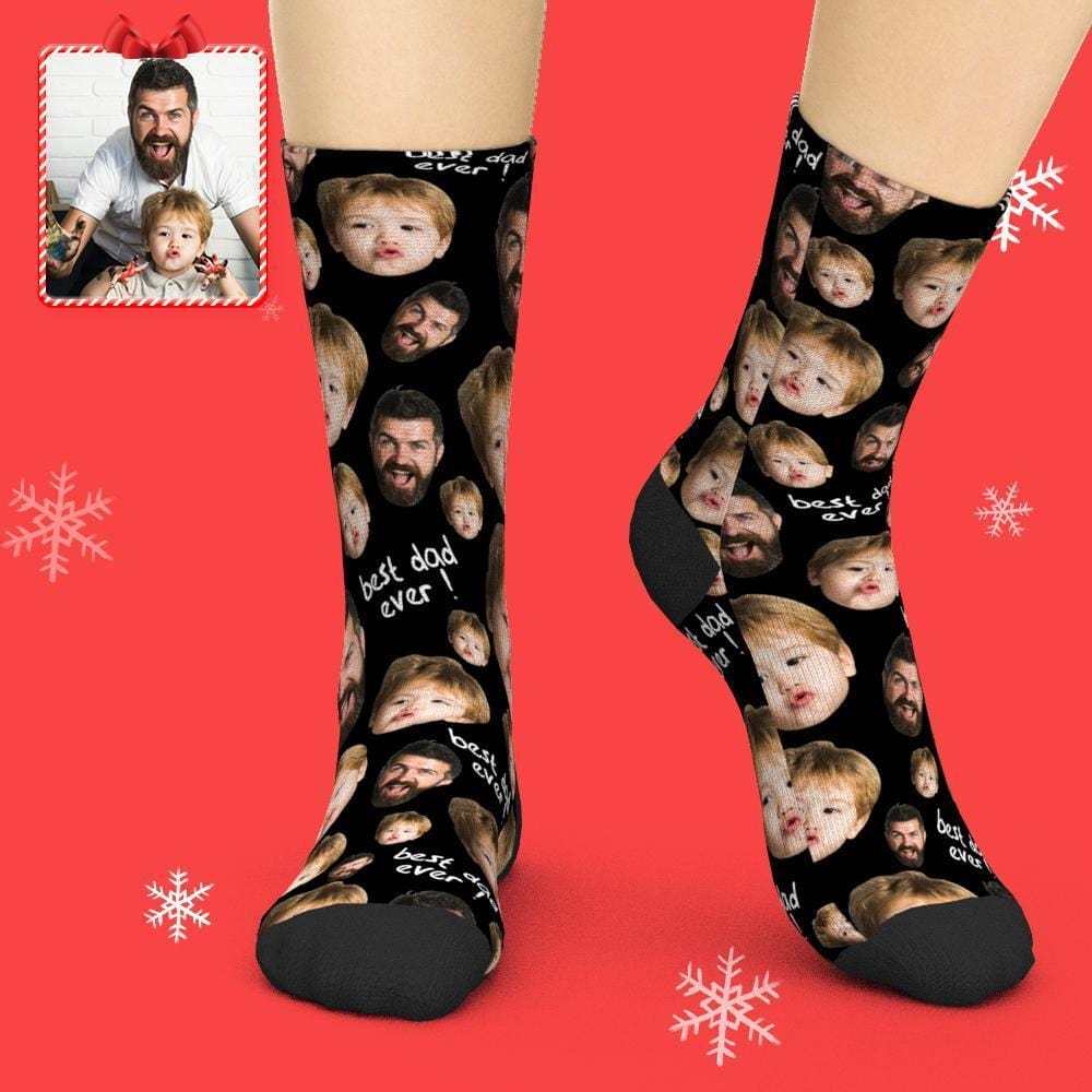 Chaussettes Pour La Fête Des Pères, Chaussettes Personnalisées Avec Visage, Aperçu 3d, Cadeaux Pour La Fête Des Pères - CustWitFR