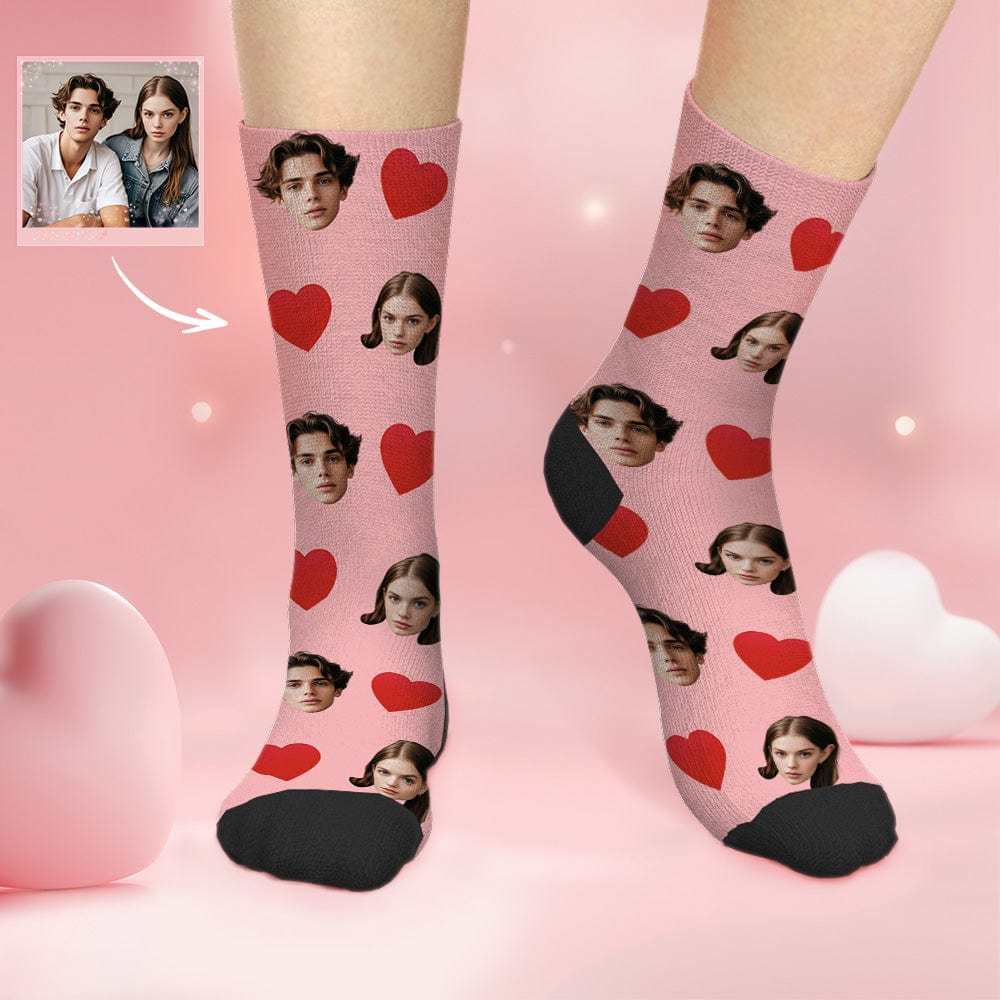 Chaussettes Personnalisées Avec Cœur D'amour, Aperçu 3d, Cadeaux De Saint-valentin